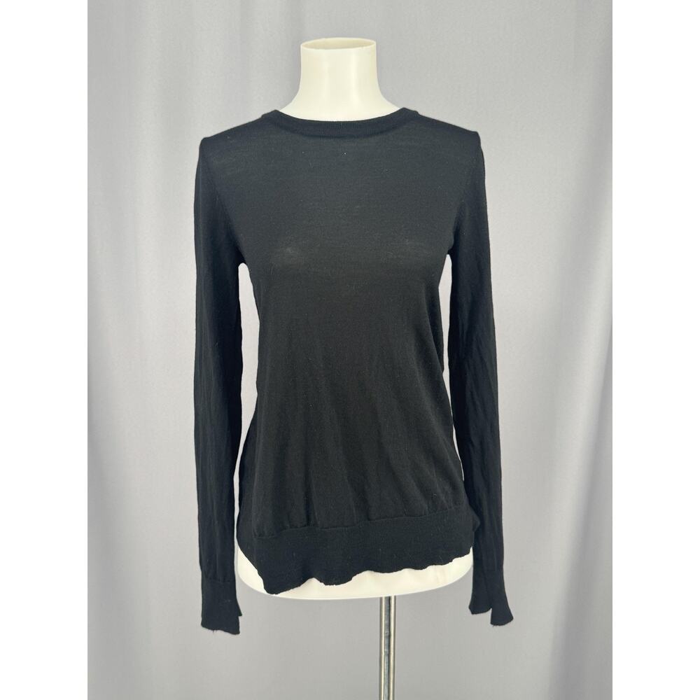 A.L.C. Sweater Womens XS Black 100% Merino Wool Asymmetrical Hem Knit Pullover